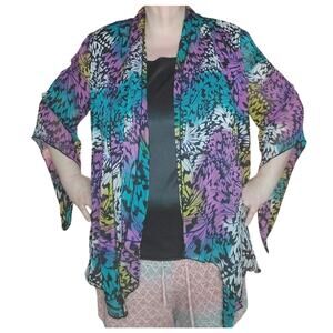 Sara Michelle Size 2X Tank with chiffon butterfly kimono overlay fairy ethereal